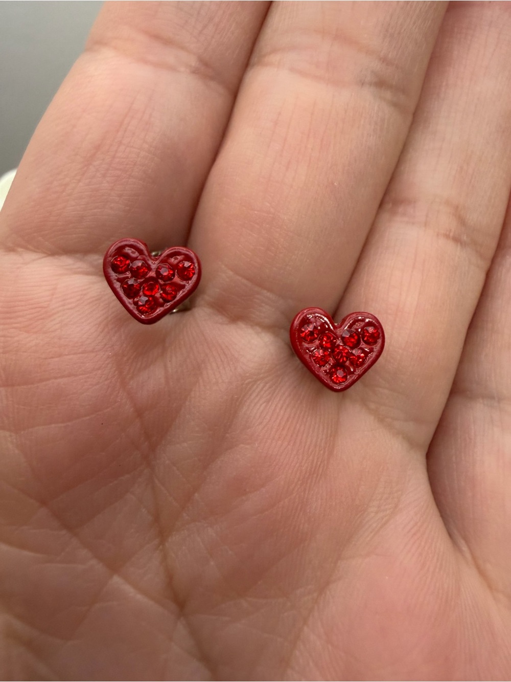 Red Heart Crystal Stud Earrings - Women's Jewelry